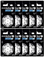 Baterie i akcesoria - EverActive 675, 60 sztuk, baterie do aparatów słuchowych, wysoka wydajność, baterie cynkowo-powietrzne, 10 blistrów, 4-letnia żywotność, niebieski, Implant HD PR44 - miniaturka - grafika 1