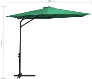 vidaXL Parasol ogrodowy na stalowym słupku, 300 cm, zielony 47312 - Parasole ogrodowe - miniaturka - grafika 8
