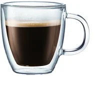 Szklanki - Bodum UK Bistro z podwójnymi ścianami filiżanka do espresso, szkło, przezroczyste, 0,15 litra, 2-częściowy 10602-10USW - miniaturka - grafika 1