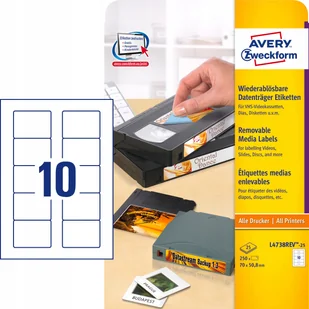 Avery ZWECKFORM Etykiety dyskietka 70x50.8/10 białe Zweckform (25) - Etykiety samoprzylepne i bloki etykiet - miniaturka - grafika 3
