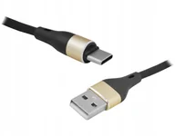Kable USB - Kabel Usb Type-C 2m Czarny Pozłacany Premium Długi - miniaturka - grafika 1