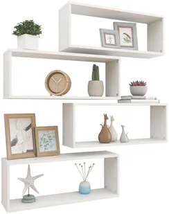 VidaXL Lumarko Półki ścienne kostki, 4 szt., białe, 60x15x23 cm, płyta wiórowa - Półki do salonu - miniaturka - grafika 4