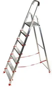 Drabiny - 996 99674639 Drabina domowa 7 stopniowa czerwona wysokość robocza 3,40m) 74639-uniw - miniaturka - grafika 1