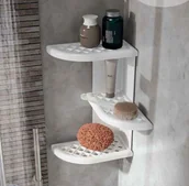 Półki łazienkowe - Gedy Półka łazienkowa narożna, 230x375x230 mm, ABS, biała 8579 - miniaturka - grafika 1