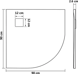 vidaXL Lumarko Brodzik prysznicowy, SMC, szary, 90 x 90 cm 148937 - Brodziki prysznicowe - miniaturka - grafika 16