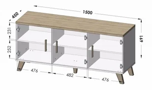 Cama Meble Komoda LOTTA 150 3D wotan + czarny mat - Komody - miniaturka - grafika 2