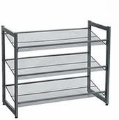 Szafki na buty - SONGMICS LMR03GB metalowy regał z 3 półkami, regał magazynowy z możliwością układania w sztos, siatkowany regał, regał na bury, regulowane półki (proste lub ukośne), regał do korytarza, strefy wejścia - miniaturka - grafika 1