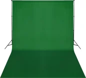 Akcesoria fotograficzne - vidaXL System zawieszenia tła z zielonym tłem 500 x 300 cm 160069 - miniaturka - grafika 1