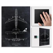 Plakaty - Pix4home Plakat metalowy Airbus A340 Projekt Blackboard M POS-M-02768 - miniaturka - grafika 1