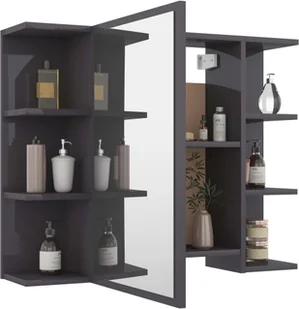 vidaXL 3-cz. zestaw mebli łazienkowych, wysoki połysk, szary, płyta vidaXL - Meble łazienkowe - miniaturka - grafika 7