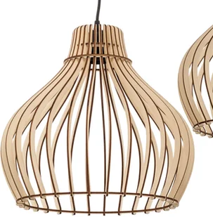 Euluna Lampa wisząca Barrel drewniane klosze 3-pkt. - Lampy sufitowe - miniaturka - grafika 4