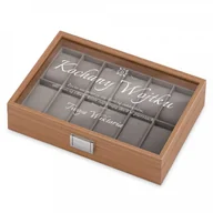 Pudełka i szkatułki - Murrano Drewniana Szkatułka Kuferek na Zegarki GRAWER Życie SZKT-DR12-013 - miniaturka - grafika 1