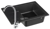 Zlewozmywaki - AXIS Zlewozmywak Granitowy COAST 25 czarny nakrapiany z baterią chrom coast25cznbatch - miniaturka - grafika 1