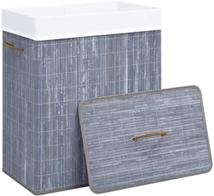 vidaXL Bambusowy kosz na pranie, szary, 83 L vidaXL - Kosze na bieliznę - miniaturka - grafika 3