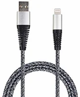 Ładowarki do telefonów - Apple 2GO Kabel do transmisji danych USB i kabel do ładowania do Lightning z nylonową osłoną, srebrny, metalowy wtyk z zabezpieczeniem przed zginaniem 795952 - miniaturka - grafika 1