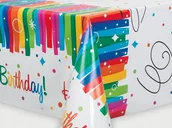 Dekoracje i nakrycia stołu na imprezę - UNIQUE Obrus urodzinowy Rainbow Happy Birthday - 137 x 213 cm - 1 szt. U49563 - miniaturka - grafika 1