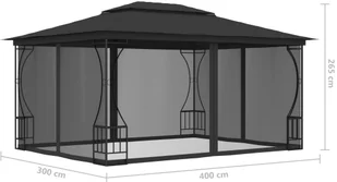 vidaXL Altana ogrodowa z zasłonami, 300x400x265 cm, antracytowa - Altany ogrodowe - miniaturka - grafika 6
