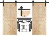 Akcesoria do drzwi - System drzwi przesuwnych 300 cm dwuskrzydłowy, prowadnica do 100 kg czarny kółka HA5013 - miniaturka - grafika 1