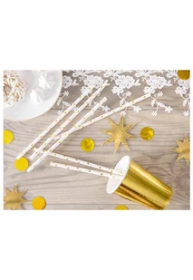 PartyDeco Słomki papierowe w gwiazdki, białe/złote, 19,5 cm, 10 szt SPP5M-019 - Słomki do napojów - miniaturka - grafika 5