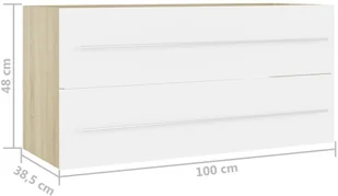 VidaXL Lumarko Szafka pod umywalkę, biel i dąb sonoma, 100x38,5x48 cm, płyta 804724 VidaXL - Meble łazienkowe - miniaturka - grafika 7