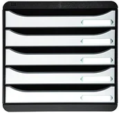 Pojemniki biurowe - Exacompta Exacompta 3097213D organizer Premium Big Box Plus 5 szuflad o dużej pojemności pojemnik na dokumenty A4+ dla większej ilości miejsca na biurku szafka biało-czarna 3097213d - miniaturka - grafika 1