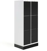 Meble do szkół i przedszkoli - AJ Produkty Szafka do szatni ROZ, 2 moduły, 6 drzwi, 1740x800x550 mm, czarny, z podstawą - miniaturka - grafika 1