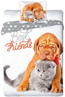 Faro Pościel Bawełniana Best Friends Piesek i Kotek 013 09119 - Pościel Faro Pościel Bawełniana Best Friends Piesek i Kotek 013 09119 - Pościel - miniaturka - grafika 1