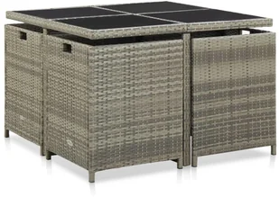 vidaXL 9-cz. zestaw mebli ogrodowych z poduszkami, rattan PE, szary - Meble ogrodowe - miniaturka - grafika 5