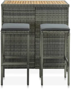 vidaXL 3-częściowy zestaw mebli barowych, polirattan, szary 313472 - Stoły z krzesłami vidaXL 3-częściowy zestaw mebli barowych, polirattan, szary 313472 - Stoły z krzesłami - miniaturka - grafika 11