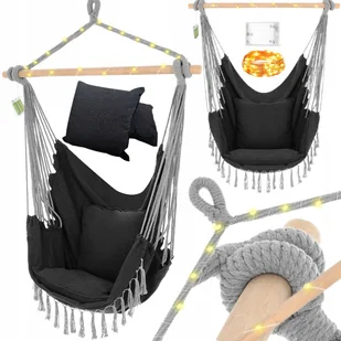 ROYOKAMP Hamak Fotel Brazylijski 90X50Cm Natura Habrowy Z Wszytą Poduszką Royokamp - Fotele ogrodowe wiszące - miniaturka - grafika 3