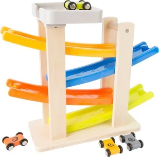 Small Foot Drewniana zjeżdżalnia z parkingiem 10602 Small Foot 725651 - Zabawki interaktywne dla dzieci - miniaturka - grafika 5