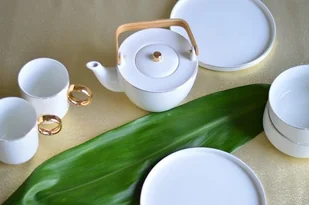 Affek Design Mondex Talerz obiadowy Grace biało-złoty HTNF7580 - Talerze - miniaturka - grafika 4