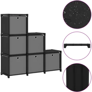 vidaXL Regał z 6 przegrodami, pudełka, czarny, 103x30x72,5 cm, tkanina - Regały - miniaturka - grafika 2