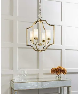 Endon LAMPA wisząca EDREA 81914 Endon świecznikowa OPRAWA metalowa ZWIS na łańcuchu złoty biały 81914 - Lampy sufitowe - miniaturka - grafika 6