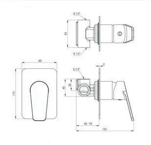 Deante Jasmin Bateria natryskowa podtynkowa bez przełącznika natrysku - nero BGJ_N44L BGJ N44L [16184424] - Baterie wannowe i prysznicowe - miniaturka - grafika 2