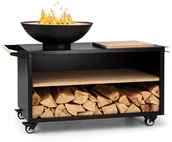 Paleniska ogrodowe - Blumfeldt Blumfeldt Savage 2.0 Wide, misa paleniskowa z grillem, bambusowa deska do krojenia, pokrowiec GDI11-Sav2.0 Wide-BK - miniaturka - grafika 1