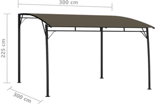 vidaXL Zadaszenie ogrodowe, 3 x 3 x 2,25 m, kolor taupe - Pawilony ogrodowe - miniaturka - grafika 6