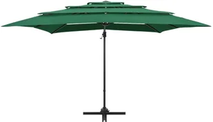 vidaXL 4-poziomowy parasol na aluminiowym słupku, zielony, 250x250 cm 313821 - Parasole ogrodowe - miniaturka - grafika 3