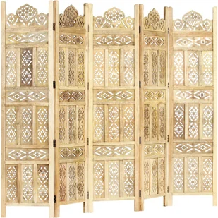 vidaXL vidaXL Parawan 5-panelowy, ręcznie rzeźbiony, 200x165 cm, drewno mango - Parawany - miniaturka - grafika 7