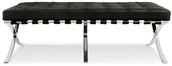 Ławki do przedpokoju - KING HOME Ławka BARCELON czarna skóra naturalna stal polerowana (T03.LONG.STOOL) - miniaturka - grafika 1