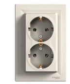 Gniazdka elektryczne - Schneider Asfora Gniazdo podwójne podtynkowe SCHUKO kremowe EPH9900123 - miniaturka - grafika 1