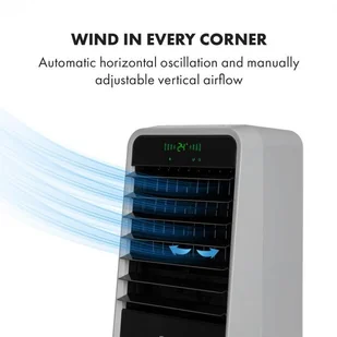 Wentylator Klarstein Townhouse, wentylator/chłodnica powietrza, 7 l, 110 W, pilot zdalnego sterowania, pakiet lodowy, jasnoszary ACO4-Townhouse BK - Wentylatory - miniaturka - grafika 5