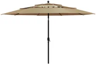 Parasole ogrodowe - vidaXL 3-poziomowy parasol na aluminiowym słupku, taupe, 3,5 m 313879 - miniaturka - grafika 1