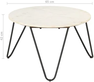 vidaXL vidaXL Stolik kawowy, biały, 65x65x42 cm, kamień o teksturze marmuru - Ławy i stoliki kawowe - miniaturka - grafika 4