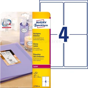 Avery Zweckform Etykiety błyszczące Zweckform 99,1 x 139mm 40 ark./op. L7769-40 - Etykiety samoprzylepne i bloki etykiet - miniaturka - grafika 2