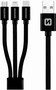 Kabel Swissten 3 w 1 1,2m czarny MFi - Kable USB - miniaturka - grafika 2