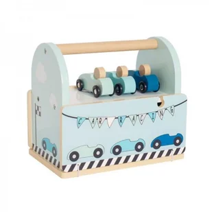 JABADABADO Drewniany tor wyścigowy z autami, - Pociągi dla dzieci - miniaturka - grafika 2