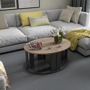 Homemania Homemania Stolik kawowy Antella, 90x60x41 cm, czarno-naturalny M.M.01.01.09.01781 - Ławy i stoliki kawowe - miniaturka - grafika 4