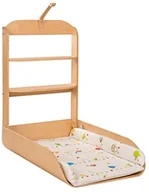 Przewijaki - Roba ścienna Regał do przewijania, składane bezpieczny wzornictwo wickelr bez względu na drewno wygięty, folia do przewijania z uchwytem, podkładka do przewijania "Las wysoko czas ' - miniaturka - grafika 1