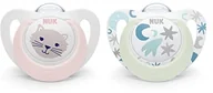 Smoczki uspokajające - NUK NUK Star Night & Day smoczek dla niemowląt | 0-6 miesięcy | Świecące smoczki | Silikon bez BPA | Różowy kot | 2 sztuki - miniaturka - grafika 1